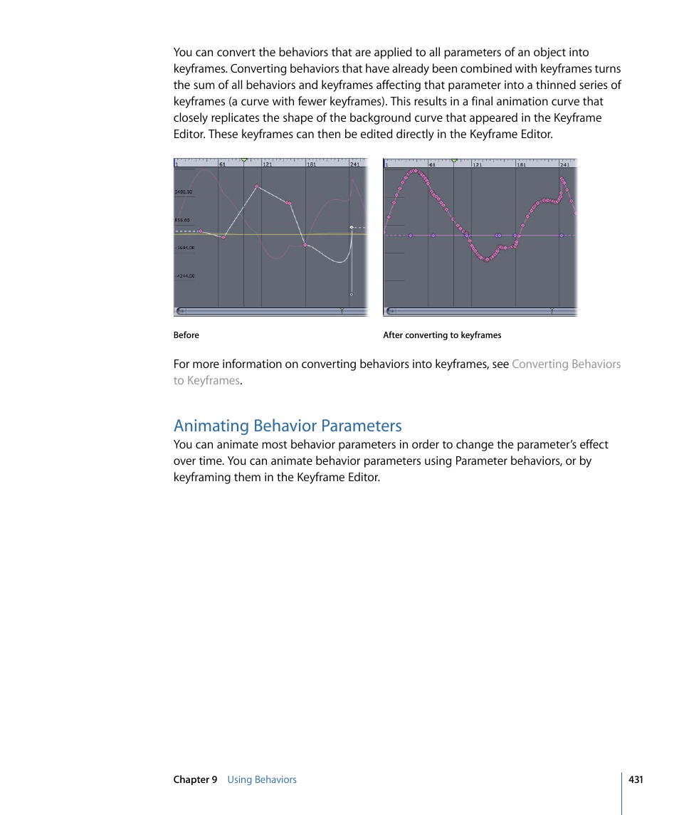 Animating behavior parameters | Apple Motion 4 User Manual | Page 431 / 1498