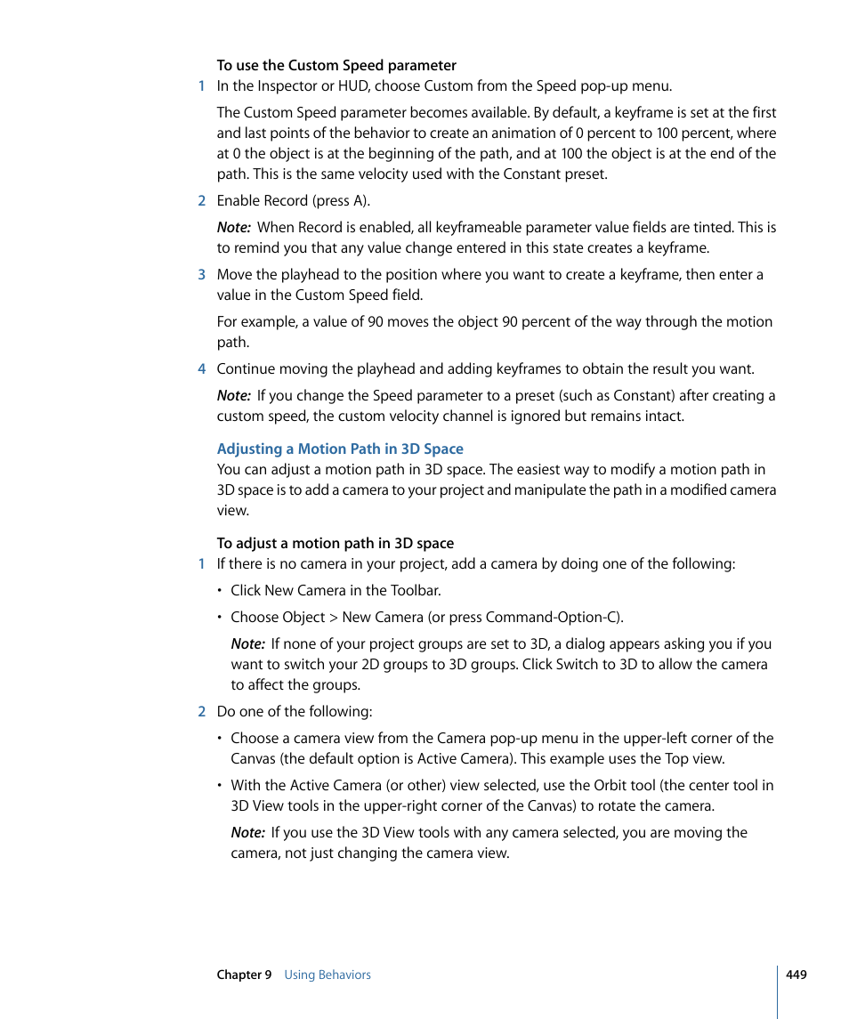 Adjusting a motion path in 3d space | Apple Motion 4 User Manual | Page 449 / 1498