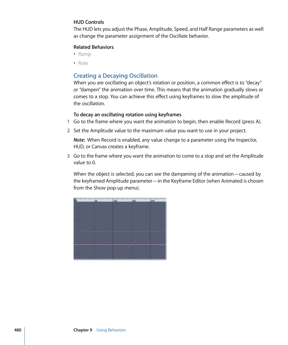 Creating a decaying oscillation | Apple Motion 4 User Manual | Page 480 / 1498