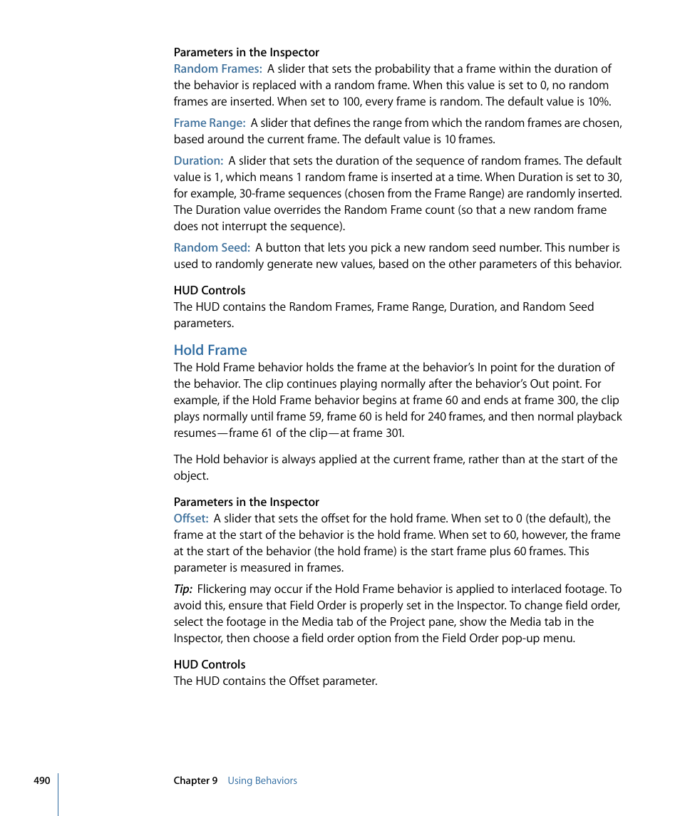 Hold frame | Apple Motion 4 User Manual | Page 490 / 1498