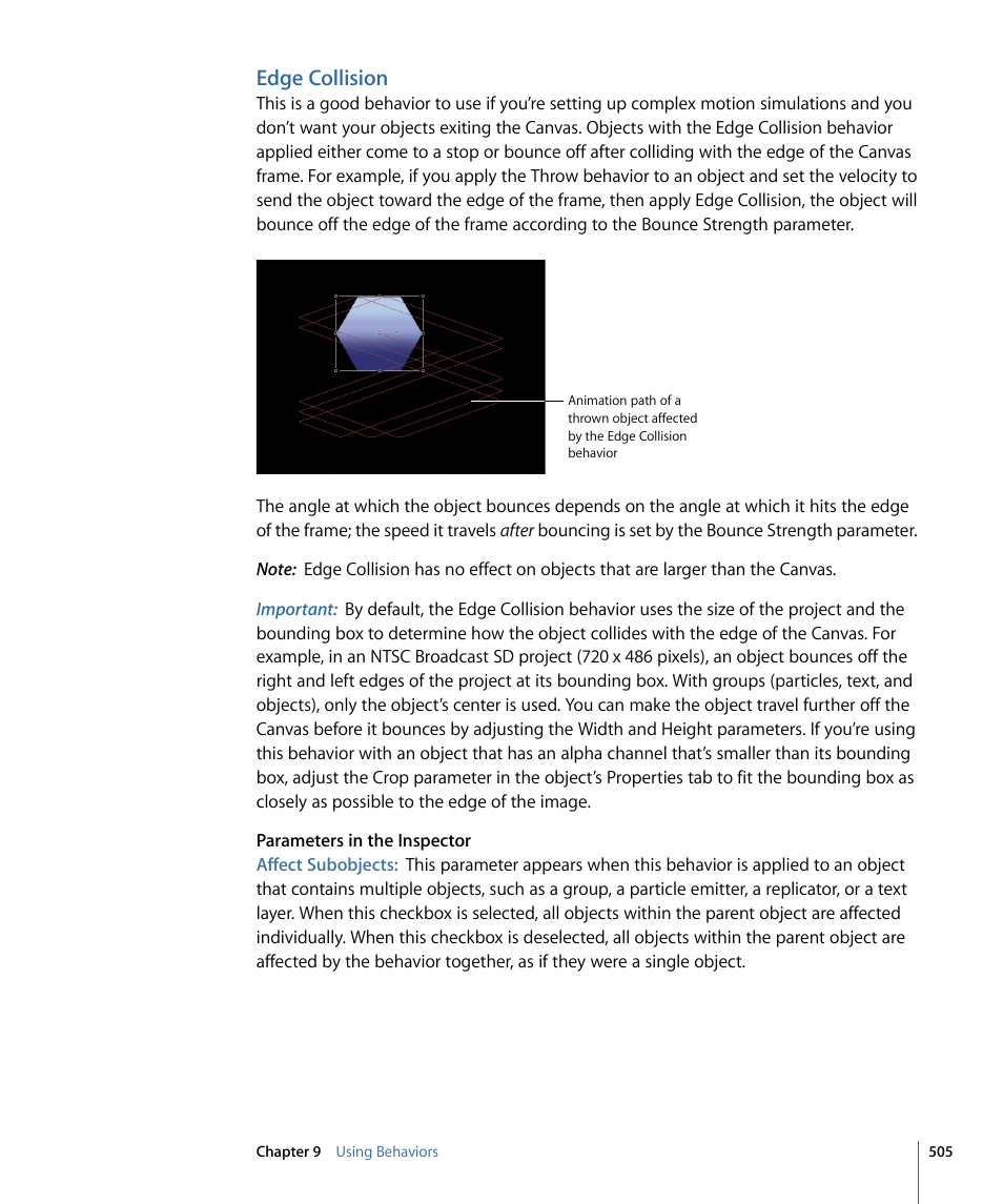 Edge collision | Apple Motion 4 User Manual | Page 505 / 1498