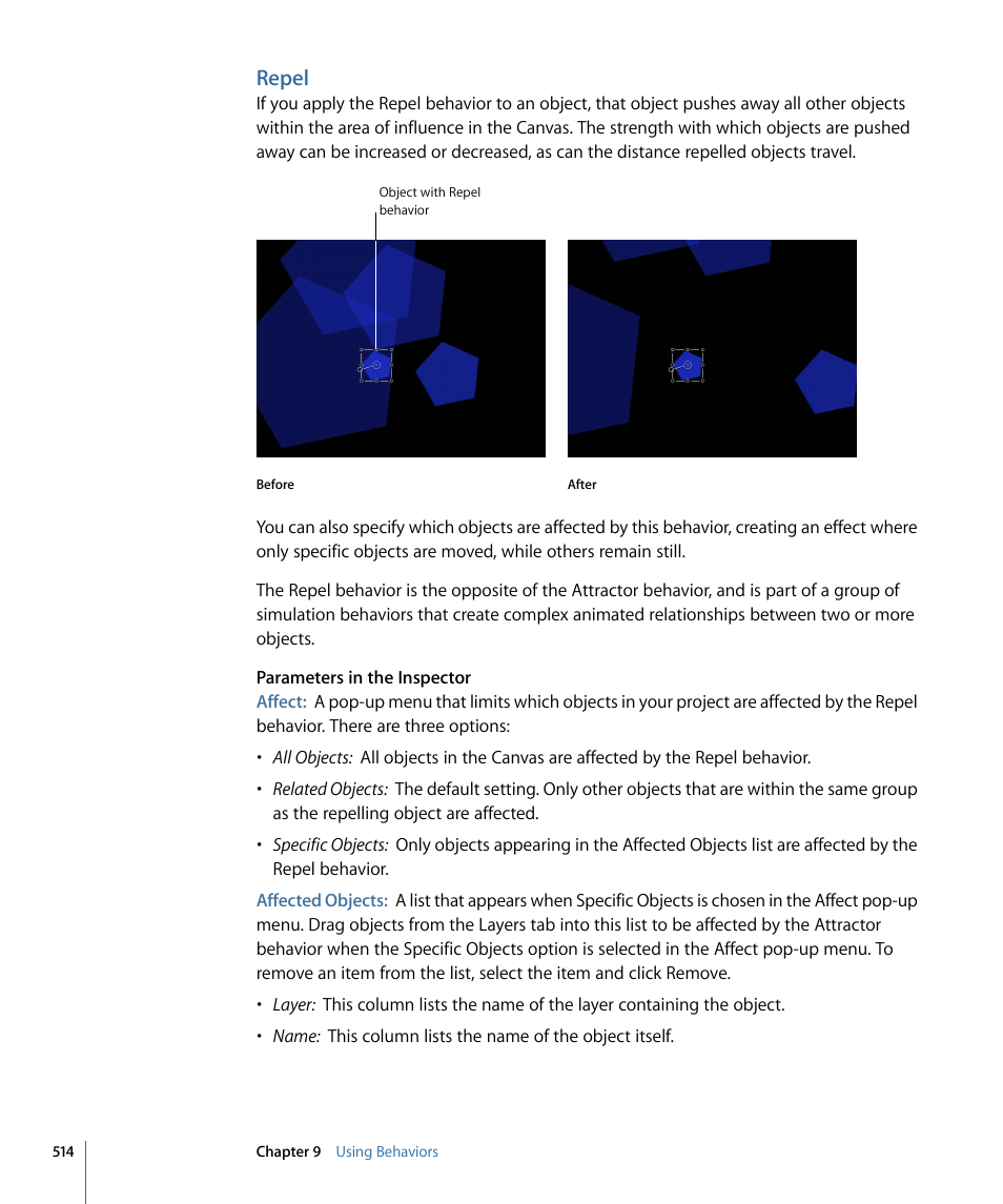 Repel | Apple Motion 4 User Manual | Page 514 / 1498