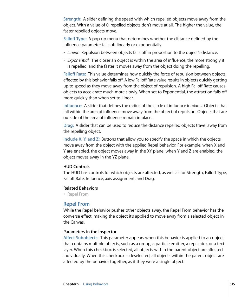 Repel from | Apple Motion 4 User Manual | Page 515 / 1498