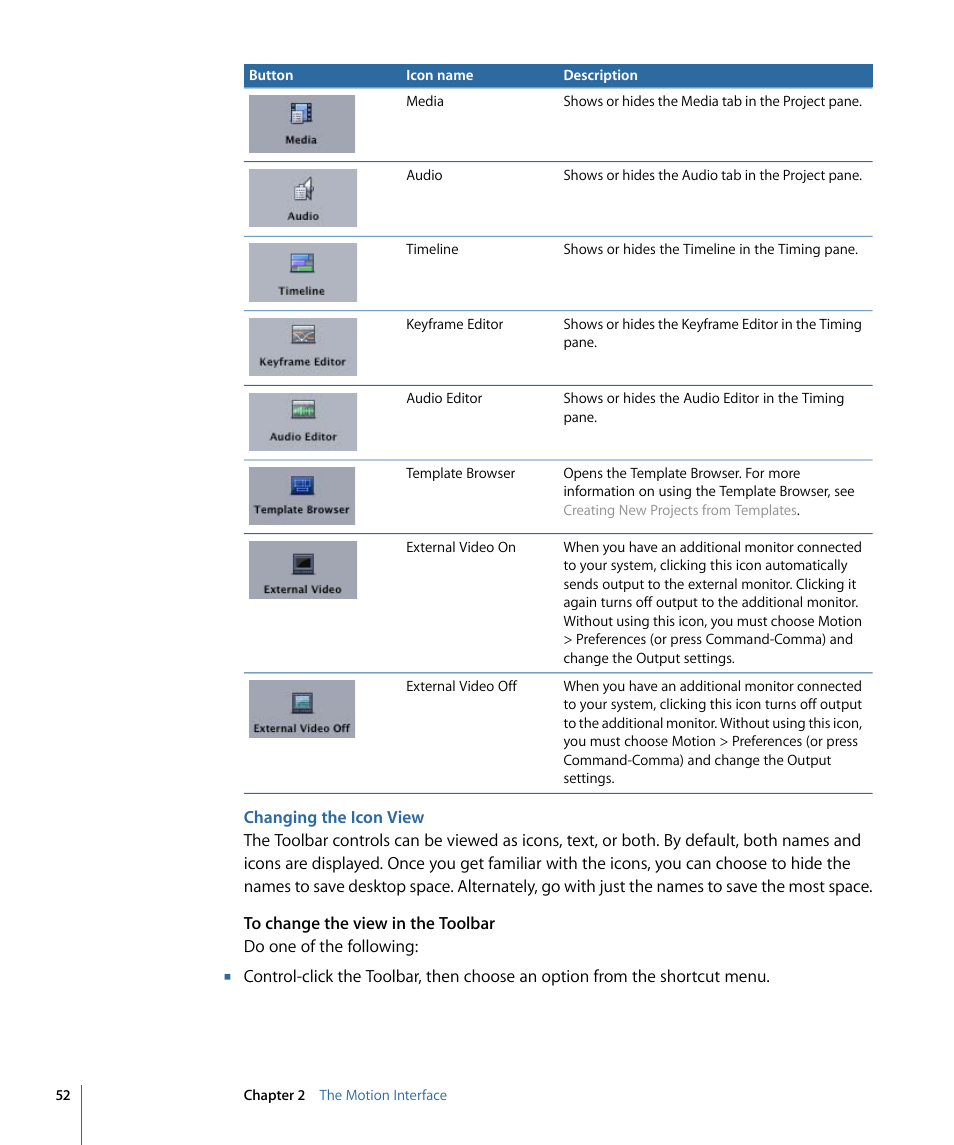 Changing the icon view | Apple Motion 4 User Manual | Page 52 / 1498