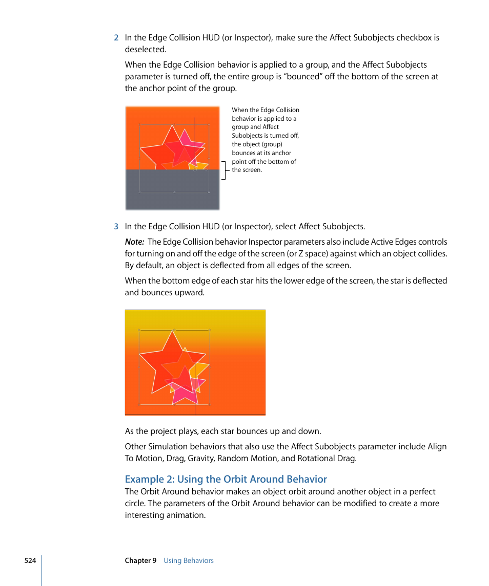 Example 2: using the orbit around behavior | Apple Motion 4 User Manual | Page 524 / 1498