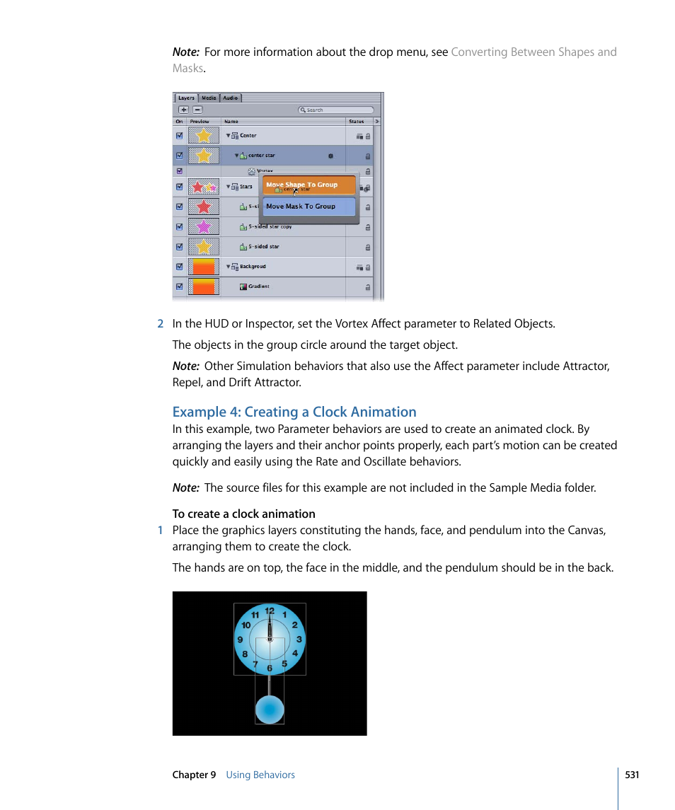 Example 4: creating a clock animation | Apple Motion 4 User Manual | Page 531 / 1498