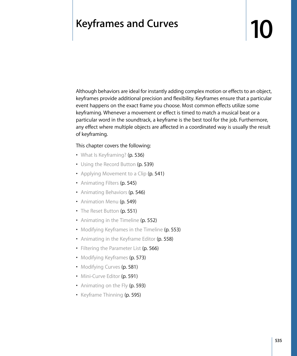 Keyframes and curves, Keyframes and, Curves | Apple Motion 4 User Manual | Page 535 / 1498