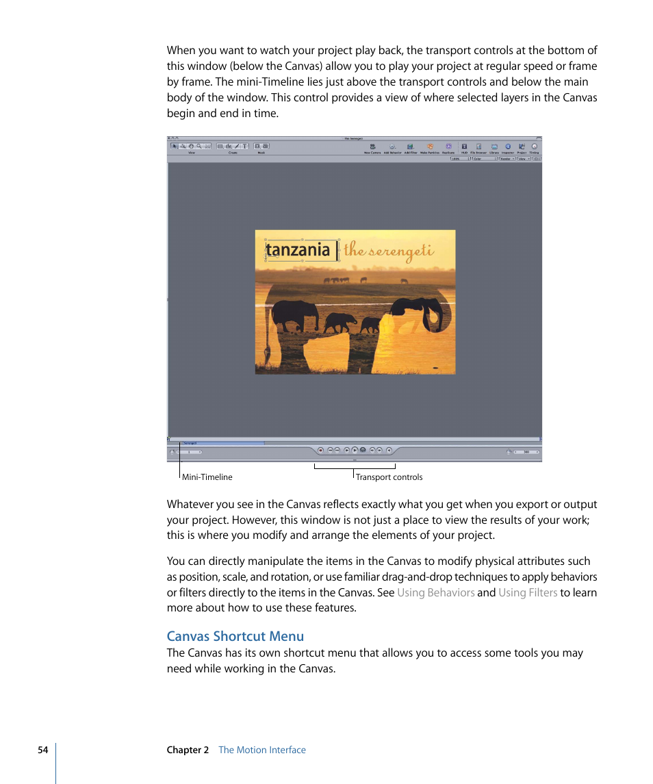 Canvas shortcut menu | Apple Motion 4 User Manual | Page 54 / 1498