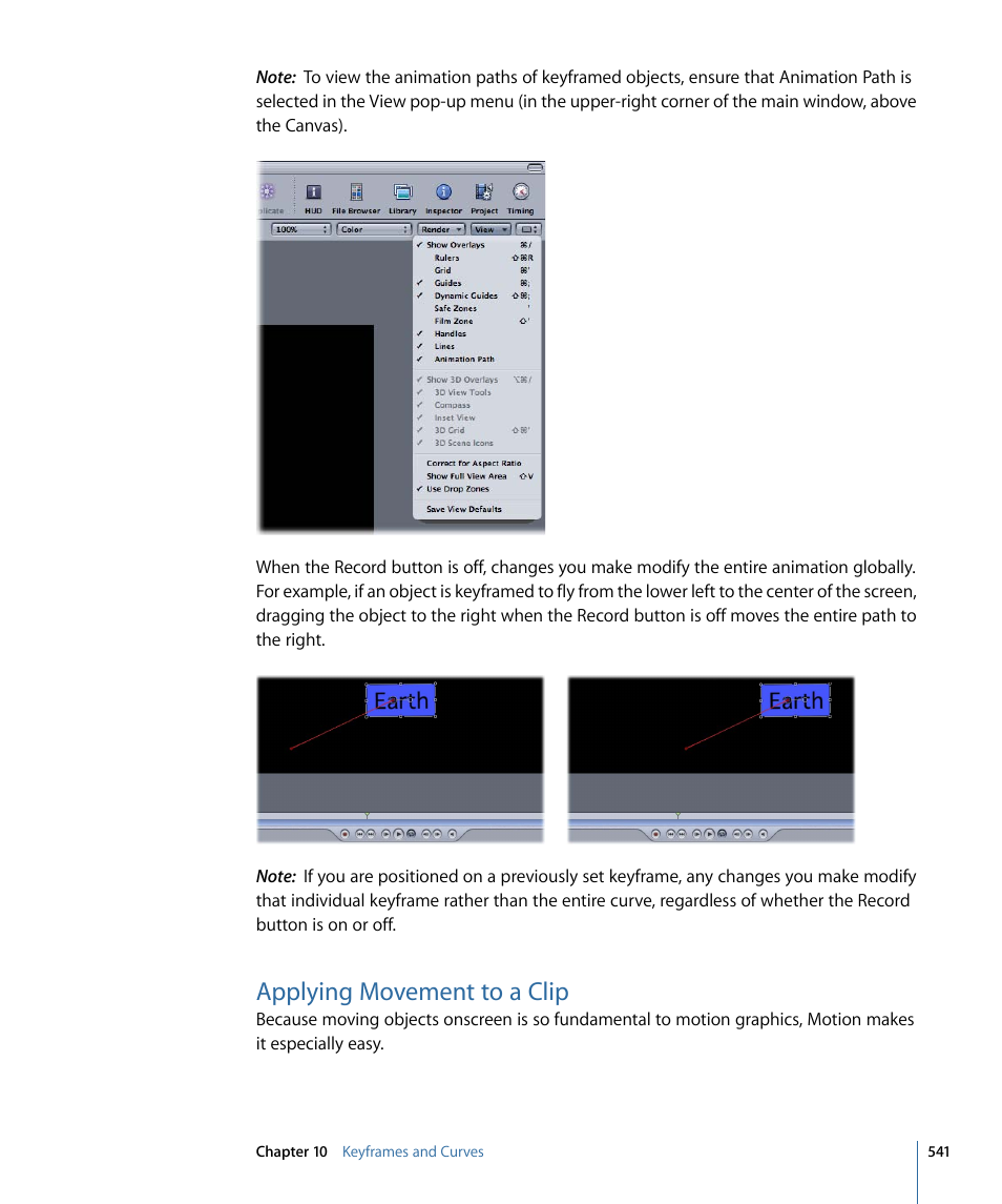 Applying movement to a clip | Apple Motion 4 User Manual | Page 541 / 1498