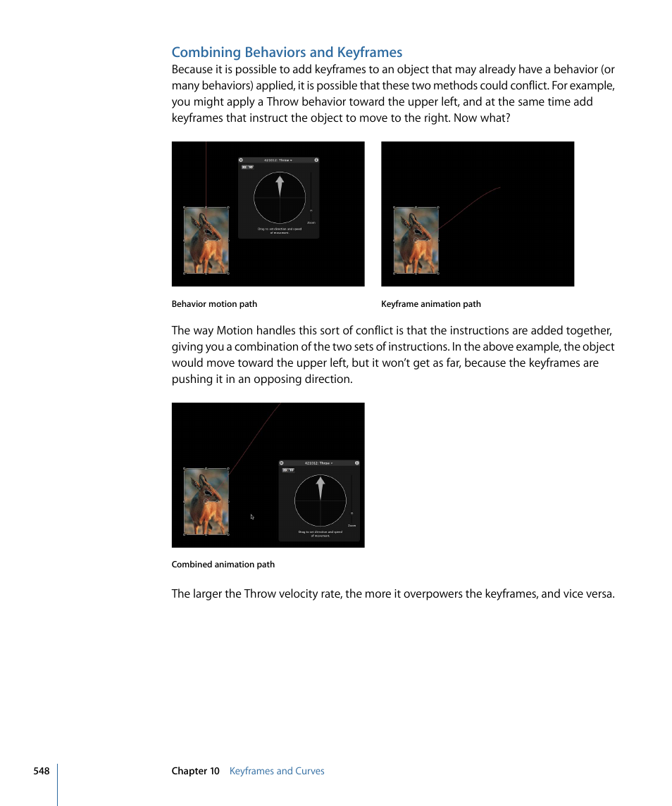 Combining behaviors and keyframes | Apple Motion 4 User Manual | Page 548 / 1498
