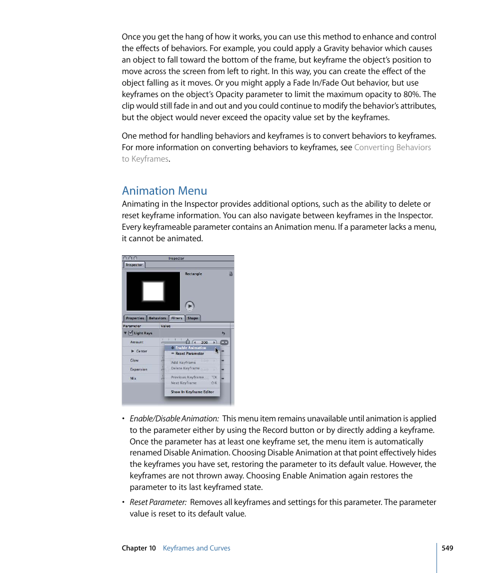 Animation menu | Apple Motion 4 User Manual | Page 549 / 1498