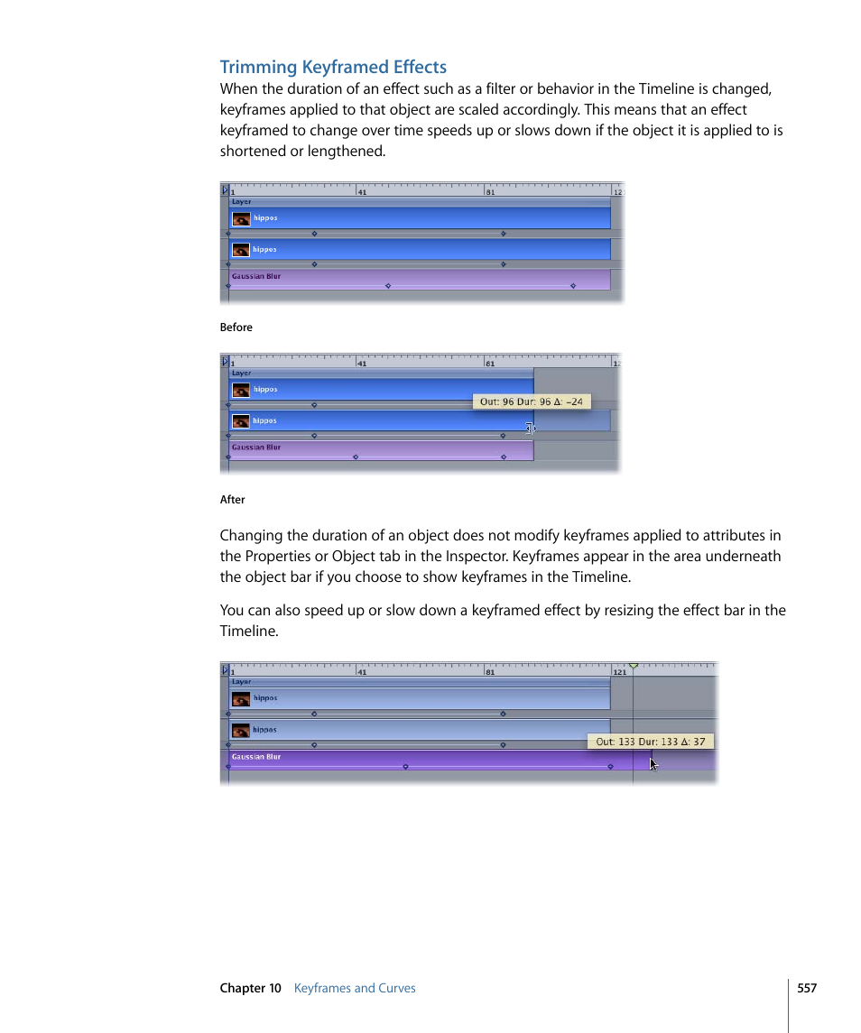 Trimming keyframed effects | Apple Motion 4 User Manual | Page 557 / 1498