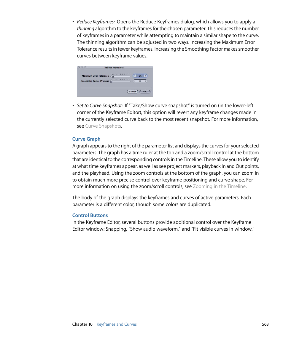 Curve graph, Control buttons | Apple Motion 4 User Manual | Page 563 / 1498