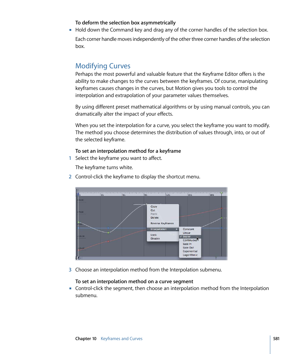 Modifying curves, Modifying, Curves | Apple Motion 4 User Manual | Page 581 / 1498