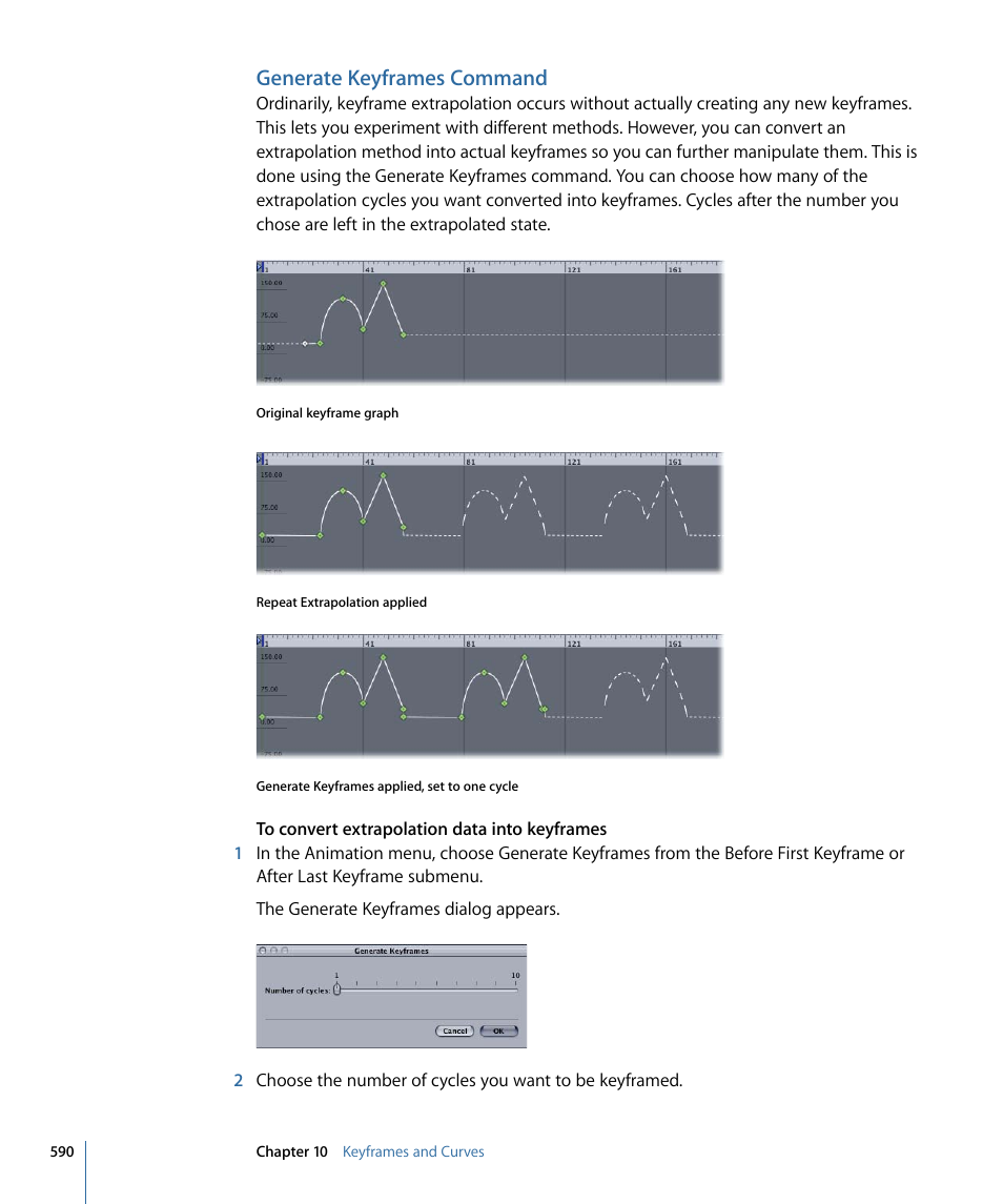 Generate keyframes command | Apple Motion 4 User Manual | Page 590 / 1498