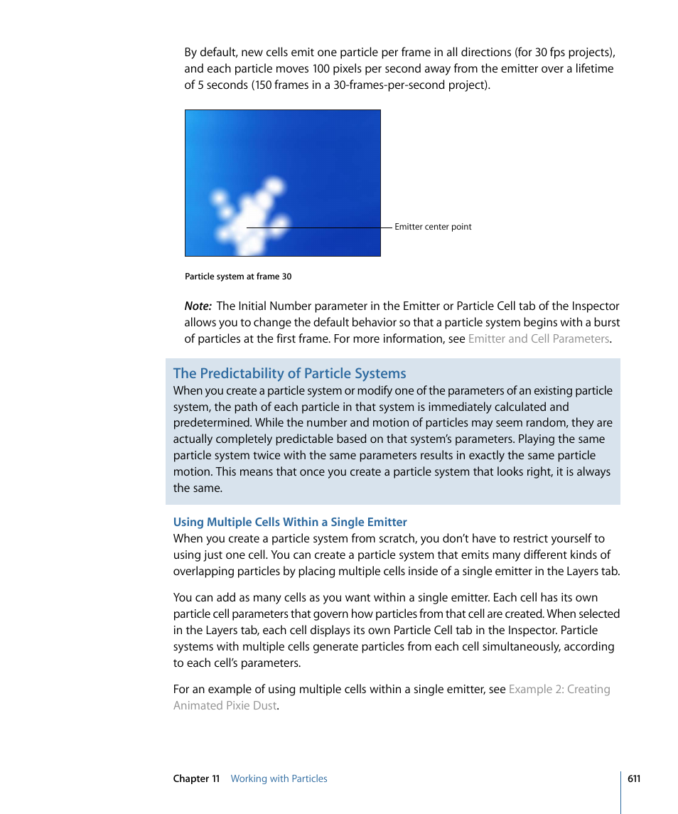 Using multiple cells within a single emitter, The predictability of particle systems | Apple Motion 4 User Manual | Page 611 / 1498