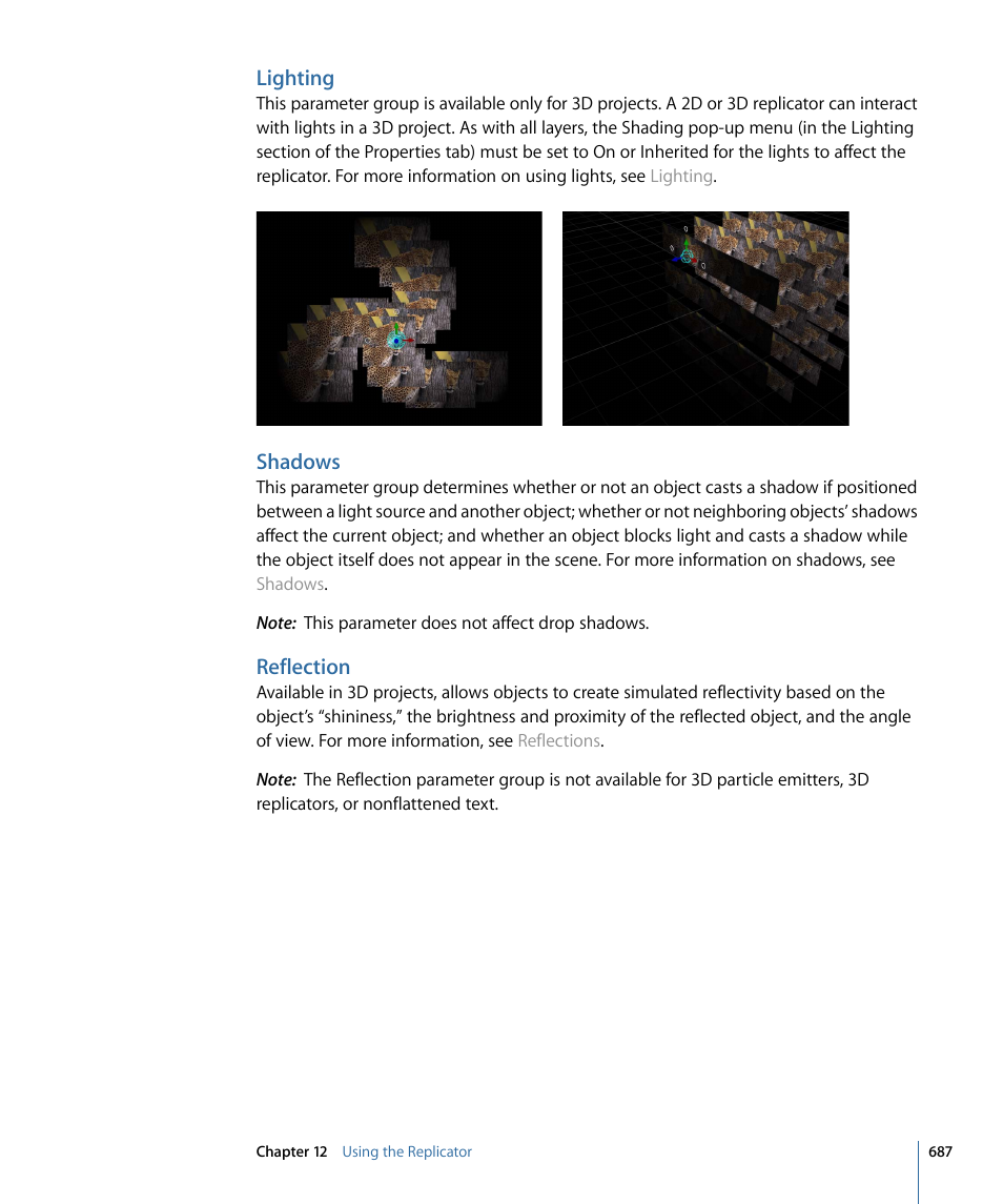 Lighting, Shadows, Reflection | Apple Motion 4 User Manual | Page 687 / 1498