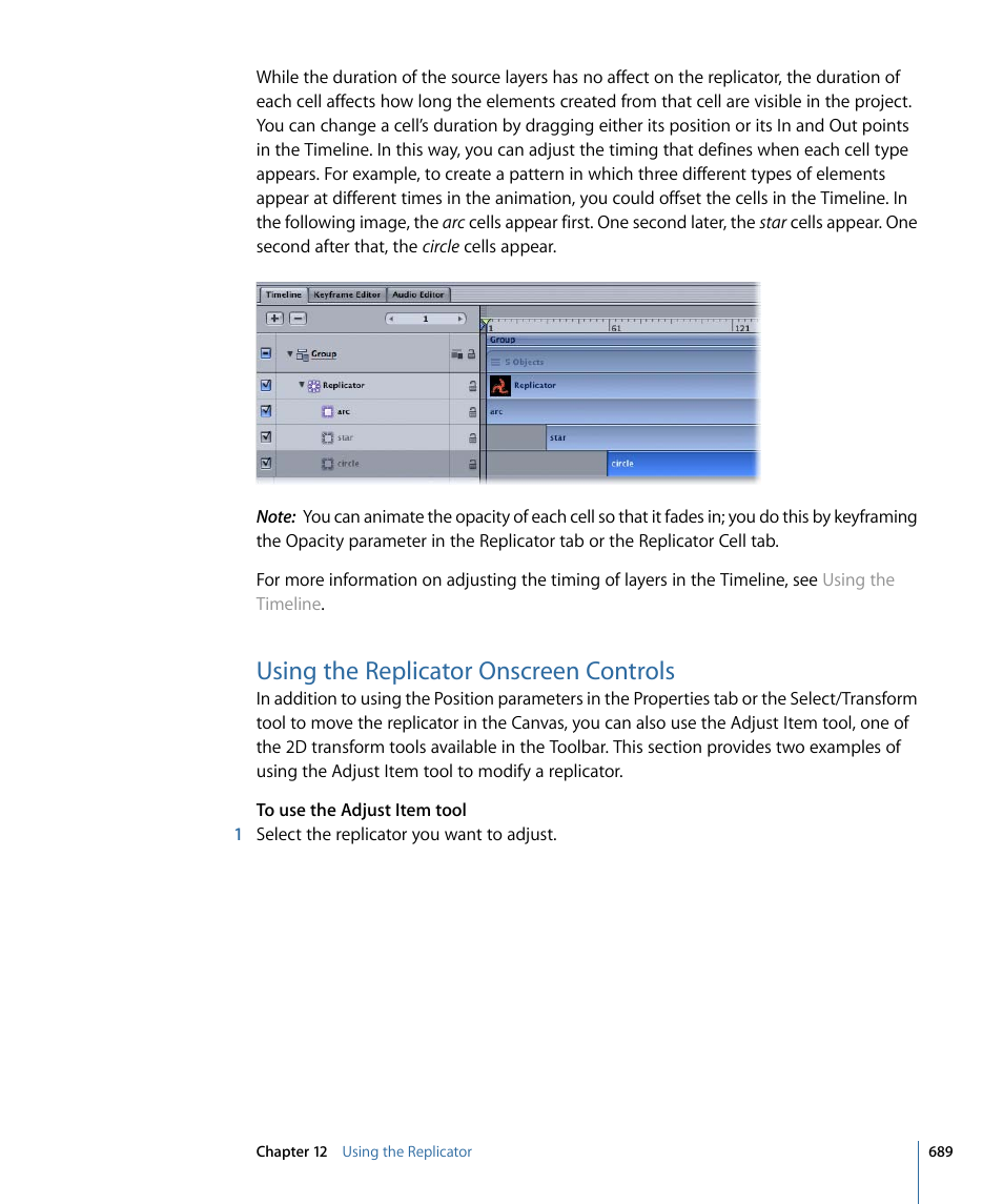 Using the replicator onscreen controls | Apple Motion 4 User Manual | Page 689 / 1498