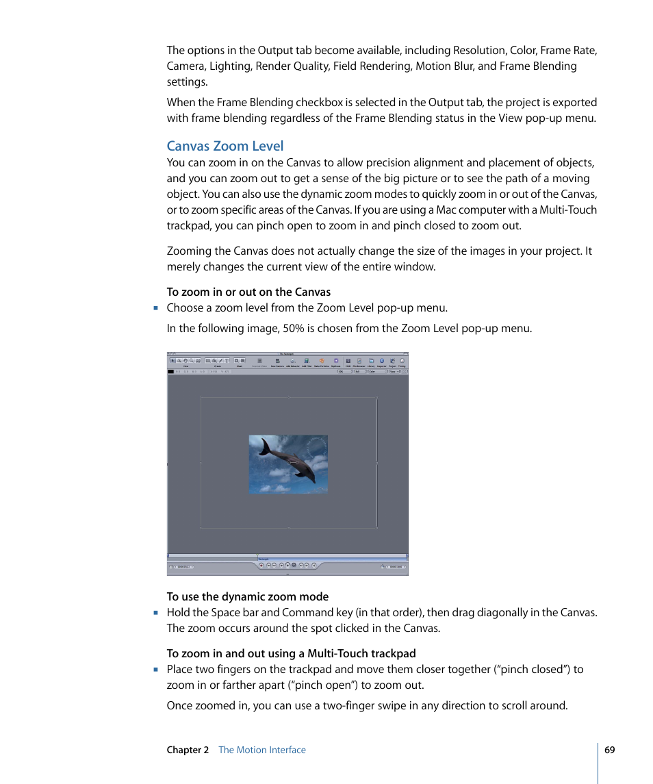 Canvas zoom level | Apple Motion 4 User Manual | Page 69 / 1498