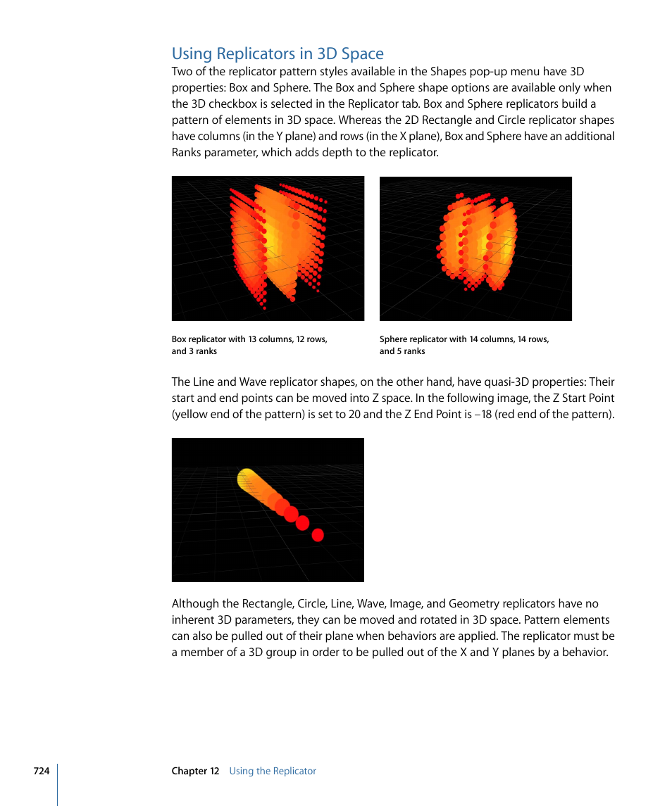 Using replicators in 3d space | Apple Motion 4 User Manual | Page 724 / 1498