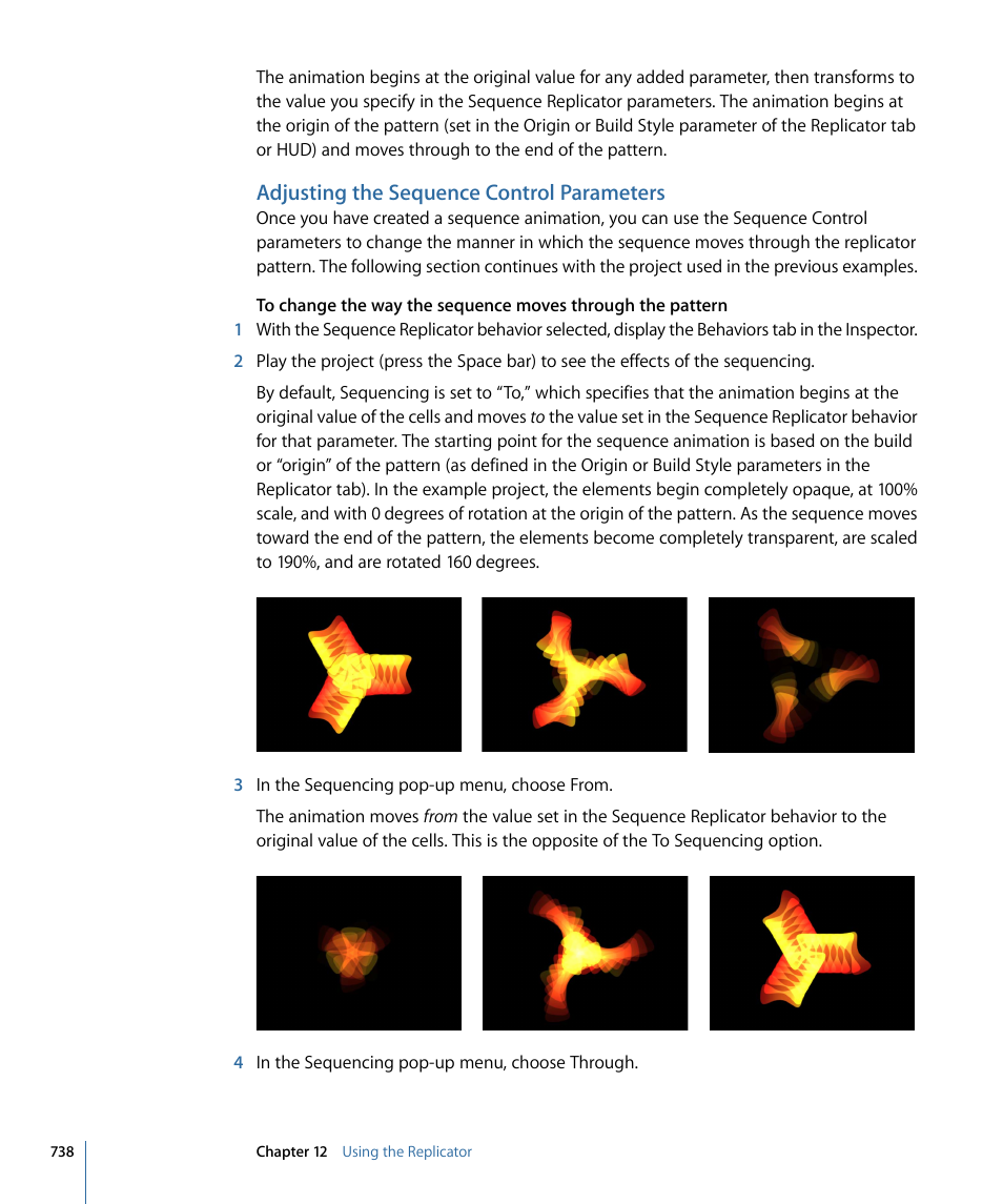 Adjusting the sequence control parameters | Apple Motion 4 User Manual | Page 738 / 1498