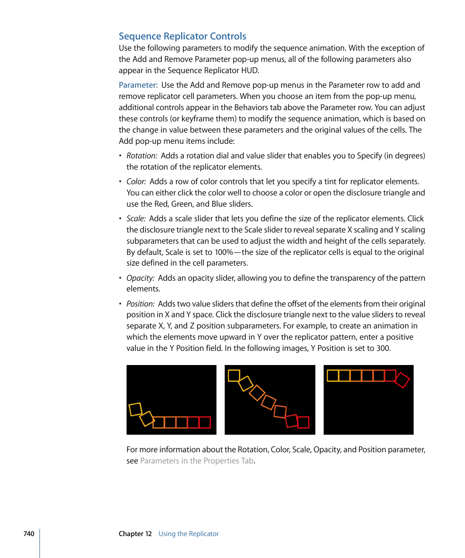 Sequence replicator controls | Apple Motion 4 User Manual | Page 740 / 1498