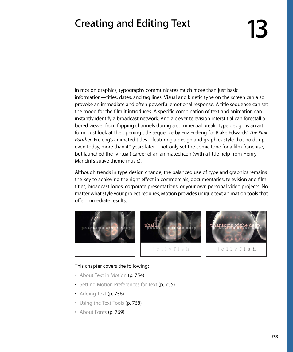 Creating and editing text | Apple Motion 4 User Manual | Page 753 / 1498