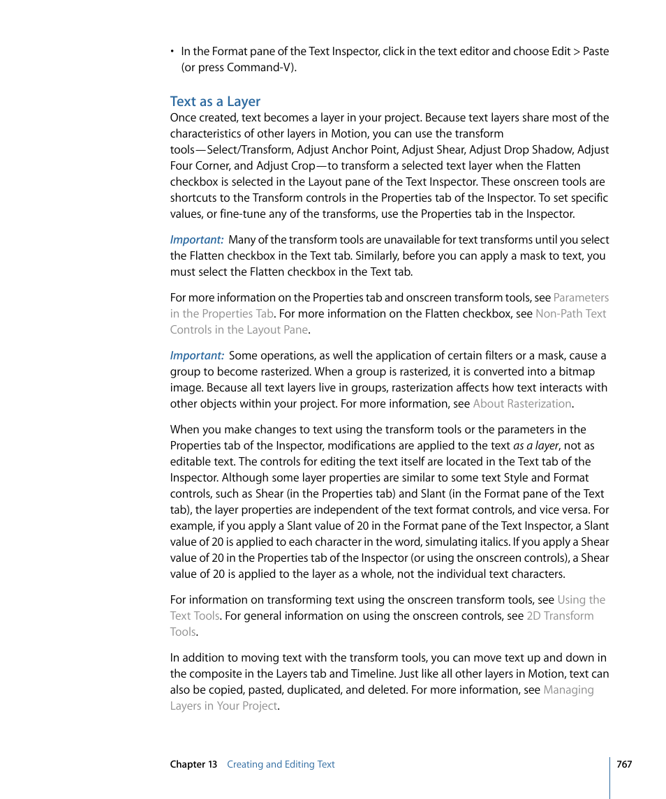 Text as a layer | Apple Motion 4 User Manual | Page 767 / 1498