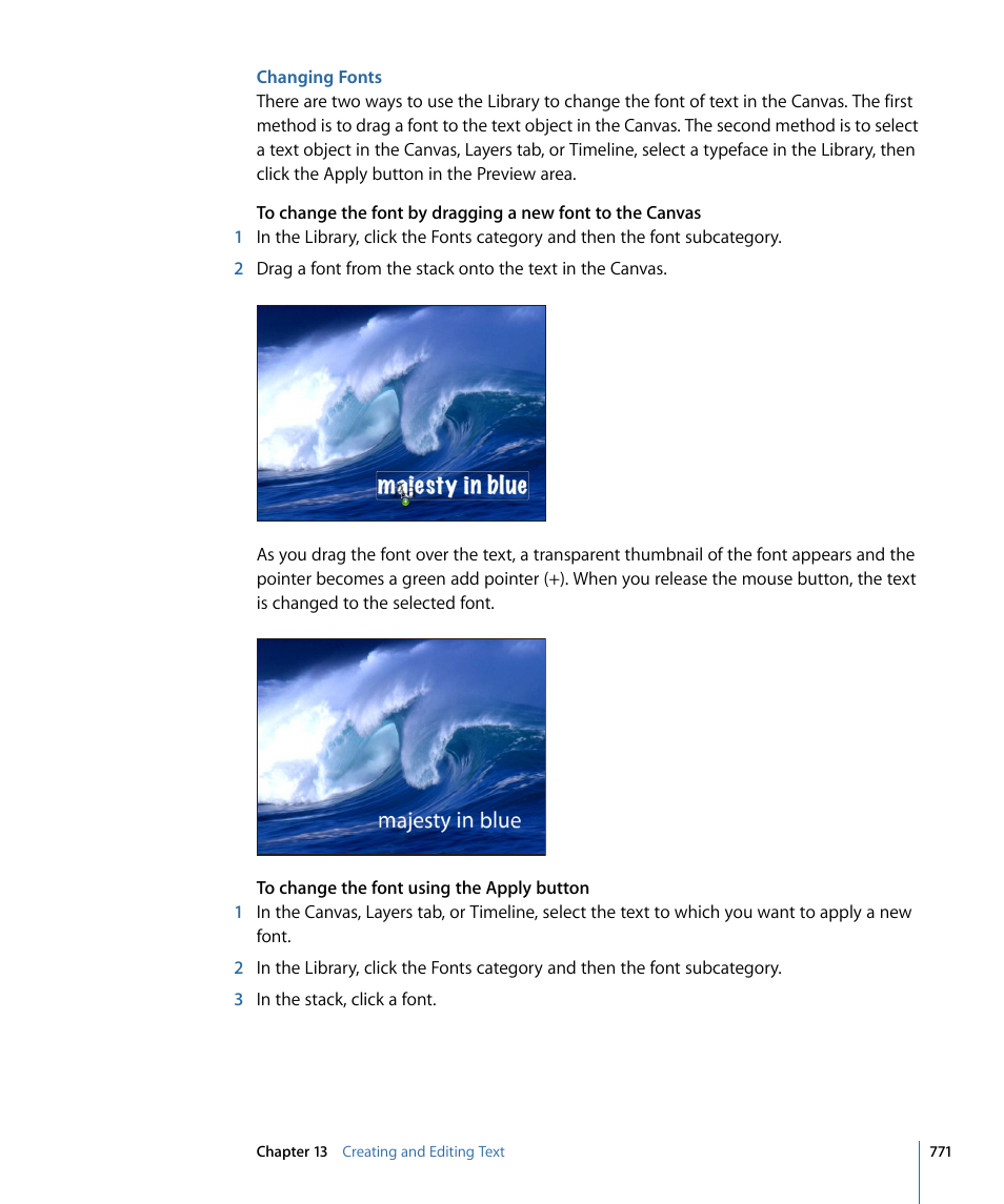 Changing fonts | Apple Motion 4 User Manual | Page 771 / 1498