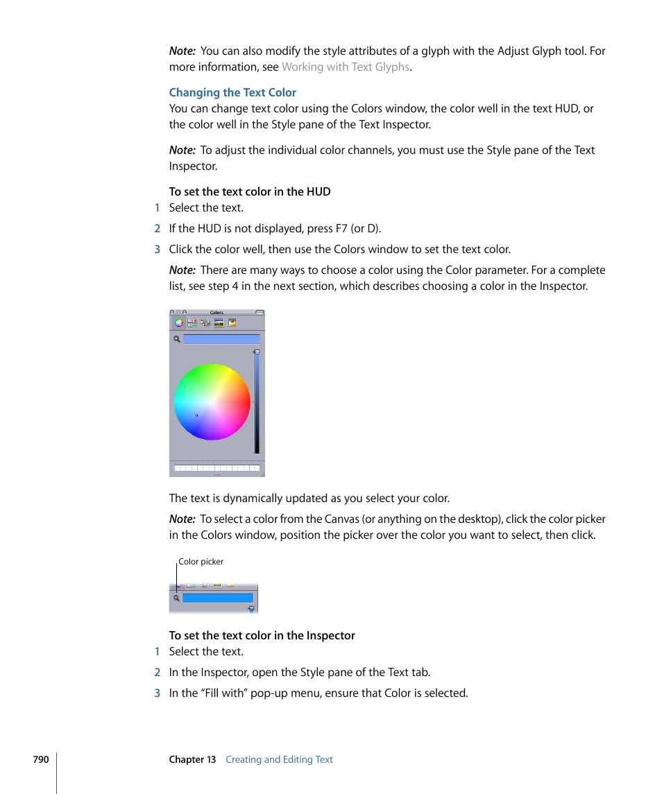 Changing the text color | Apple Motion 4 User Manual | Page 790 / 1498