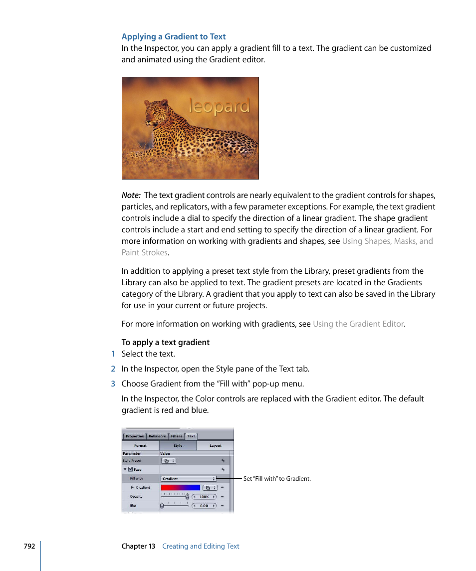 Applying a gradient to text | Apple Motion 4 User Manual | Page 792 / 1498