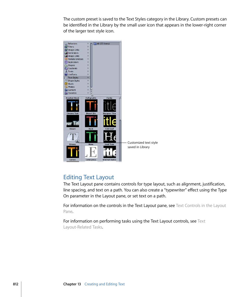 Editing text layout | Apple Motion 4 User Manual | Page 812 / 1498