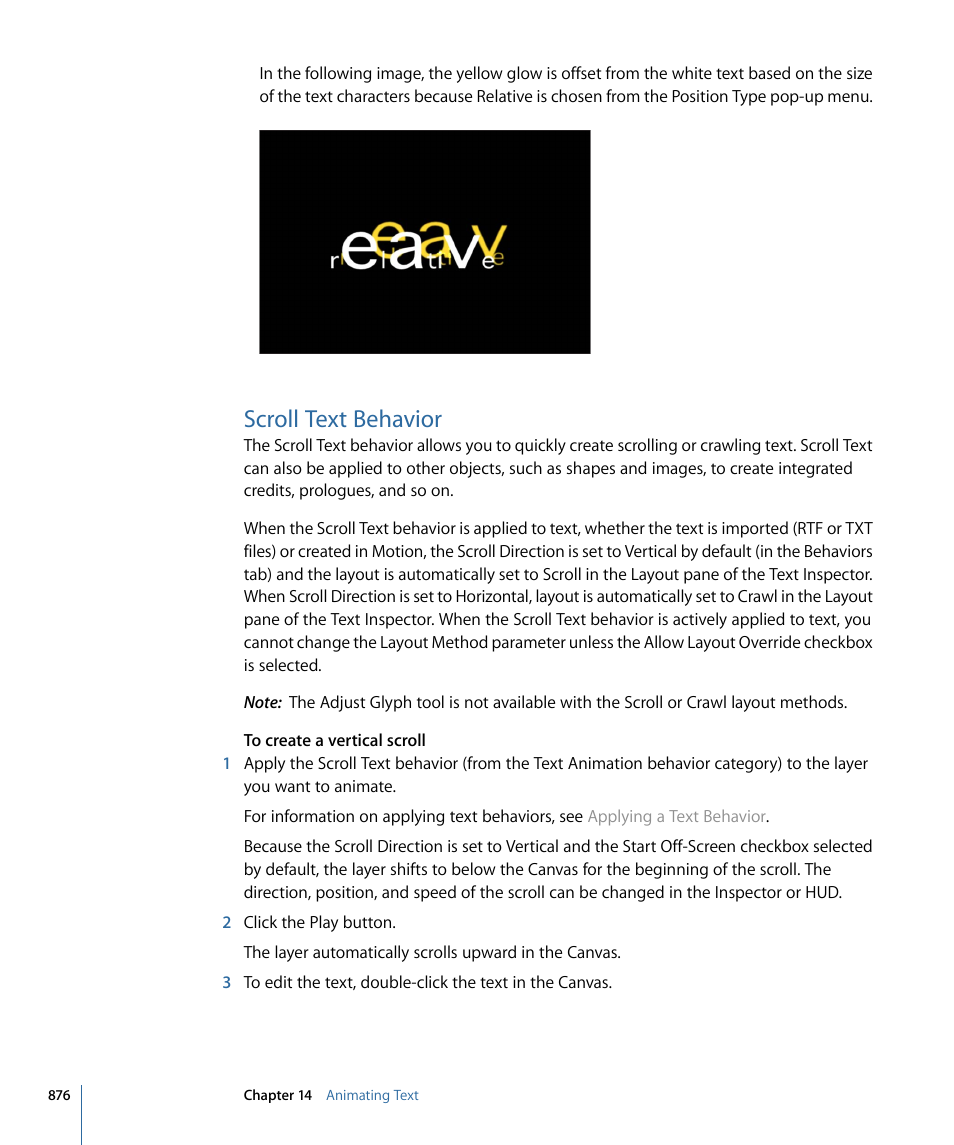 Scroll text behavior | Apple Motion 4 User Manual | Page 876 / 1498