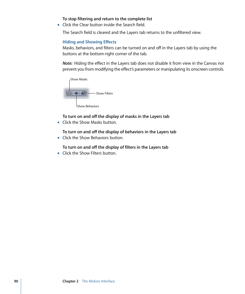 Hiding and showing effects | Apple Motion 4 User Manual | Page 90 / 1498