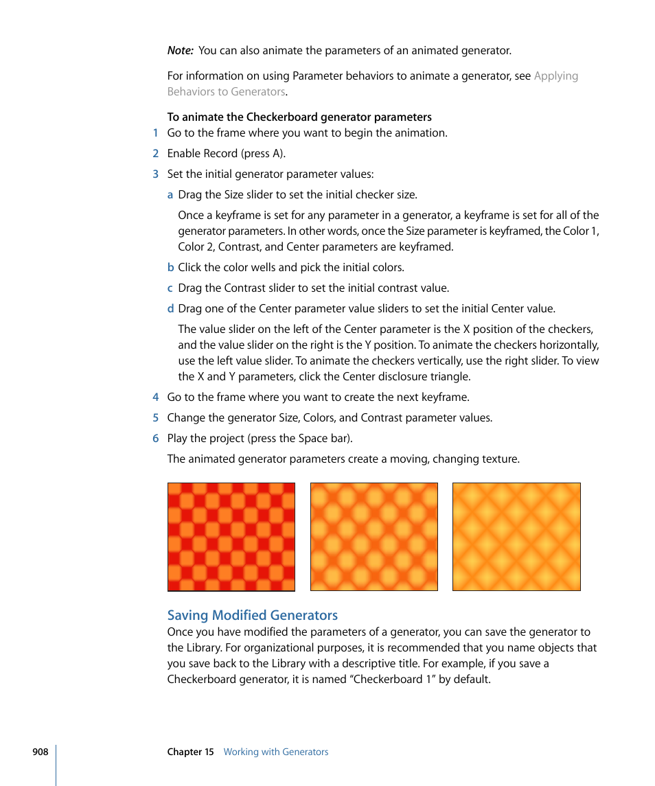 Saving modified generators | Apple Motion 4 User Manual | Page 908 / 1498