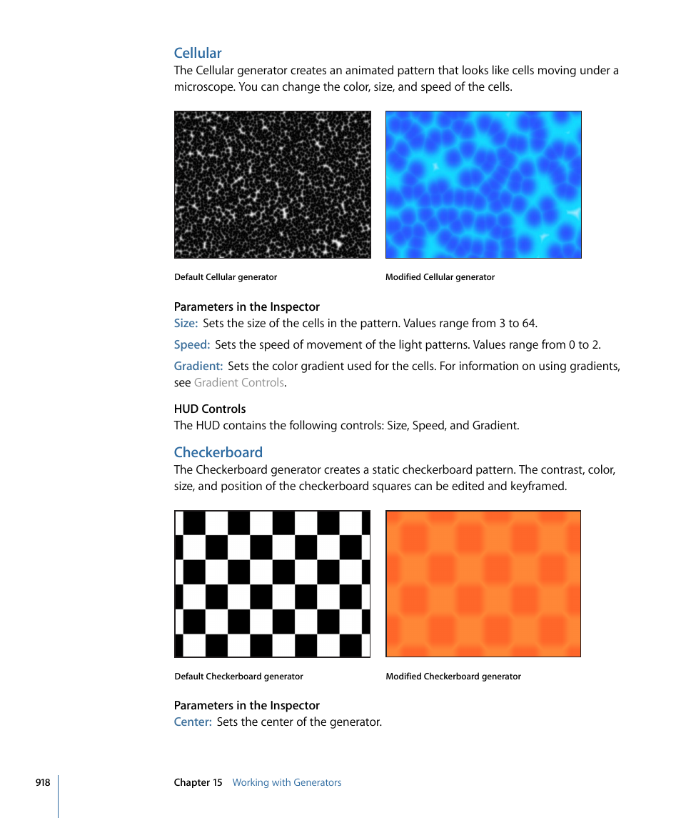 Cellular, Checkerboard | Apple Motion 4 User Manual | Page 918 / 1498