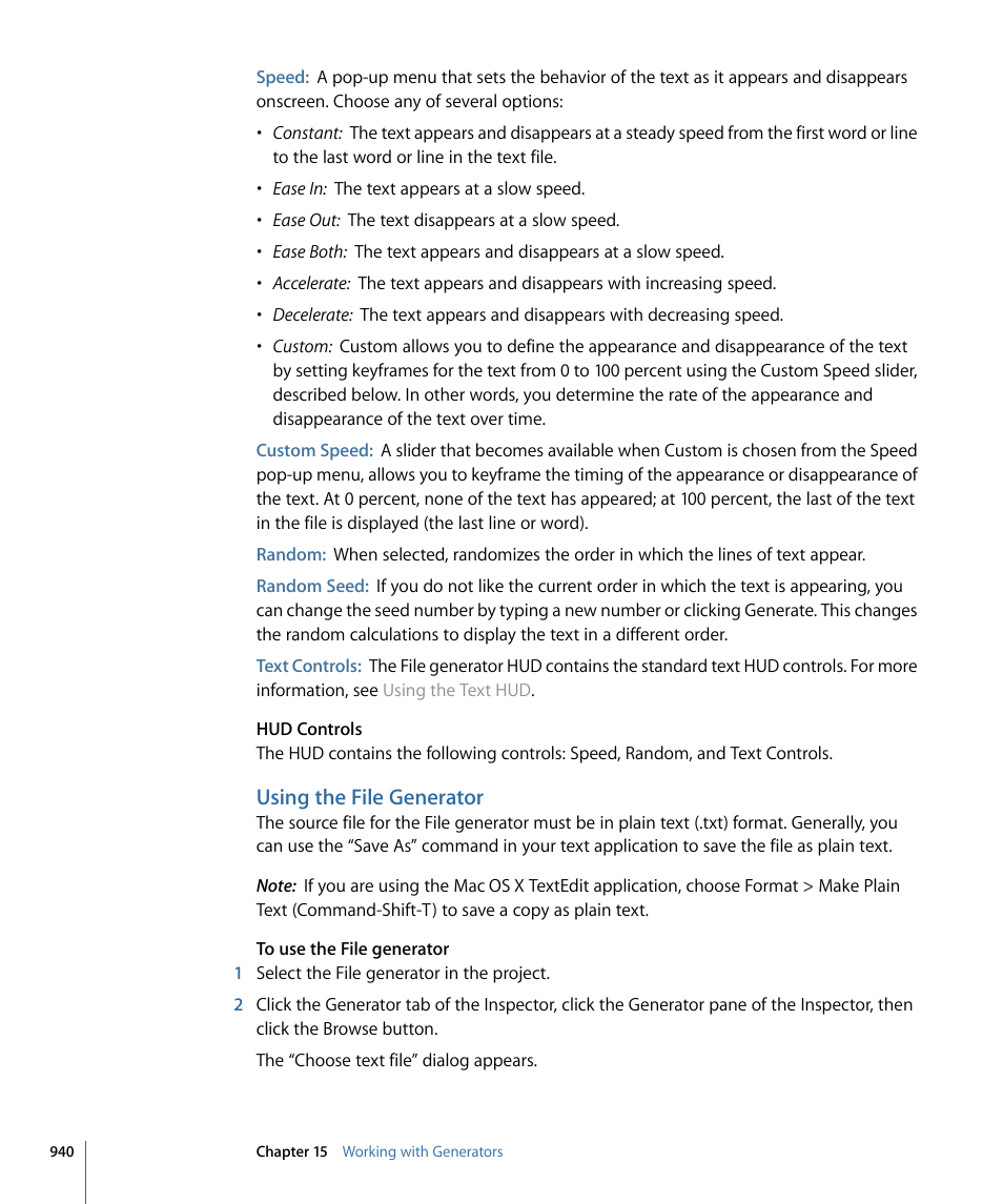 Using the file generator | Apple Motion 4 User Manual | Page 940 / 1498