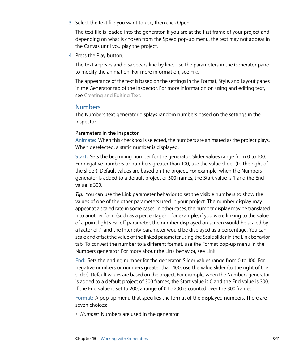 Numbers | Apple Motion 4 User Manual | Page 941 / 1498