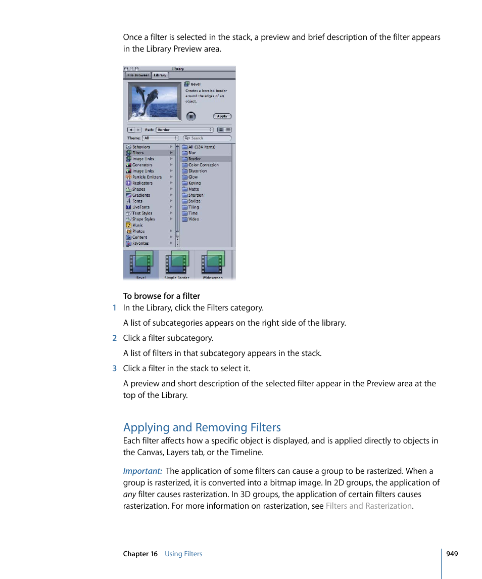 Applying and removing filters | Apple Motion 4 User Manual | Page 949 / 1498