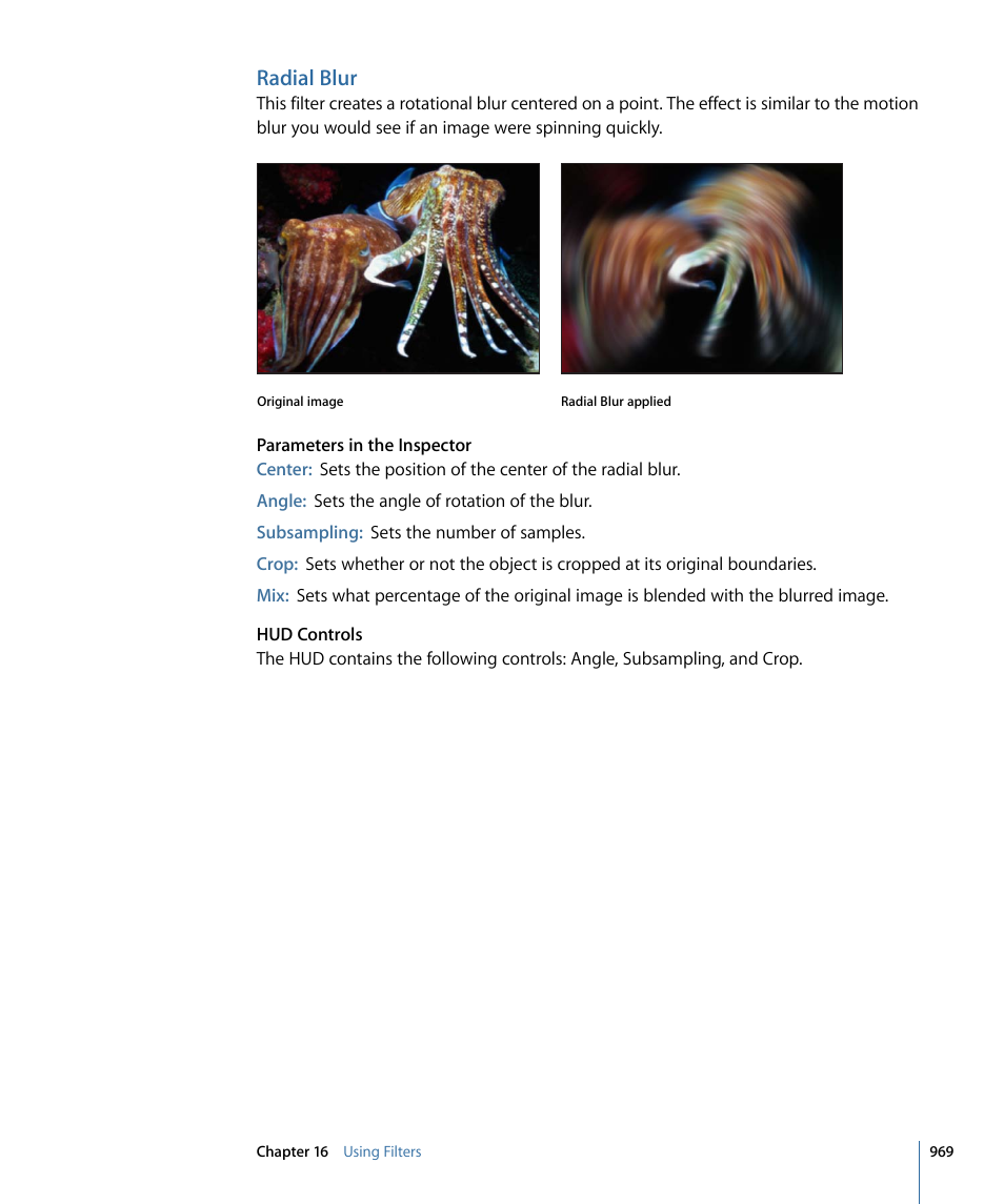 Radial blur | Apple Motion 4 User Manual | Page 969 / 1498