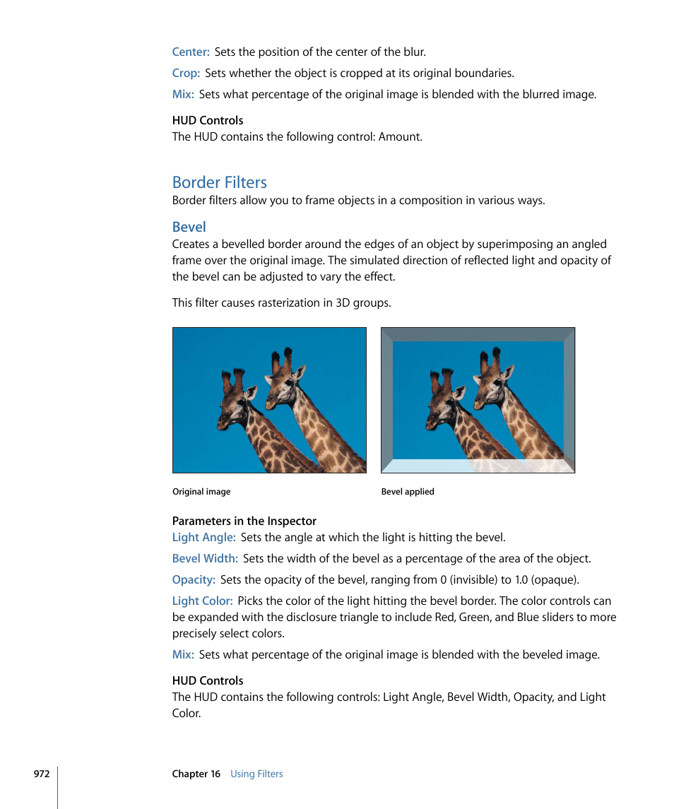 Border filters, Bevel | Apple Motion 4 User Manual | Page 972 / 1498