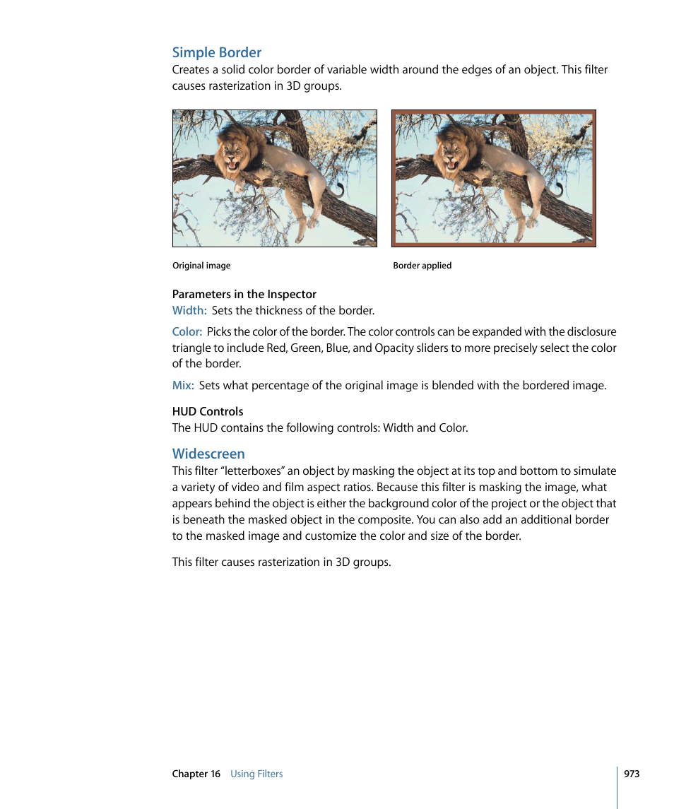 Simple border, Widescreen | Apple Motion 4 User Manual | Page 973 / 1498