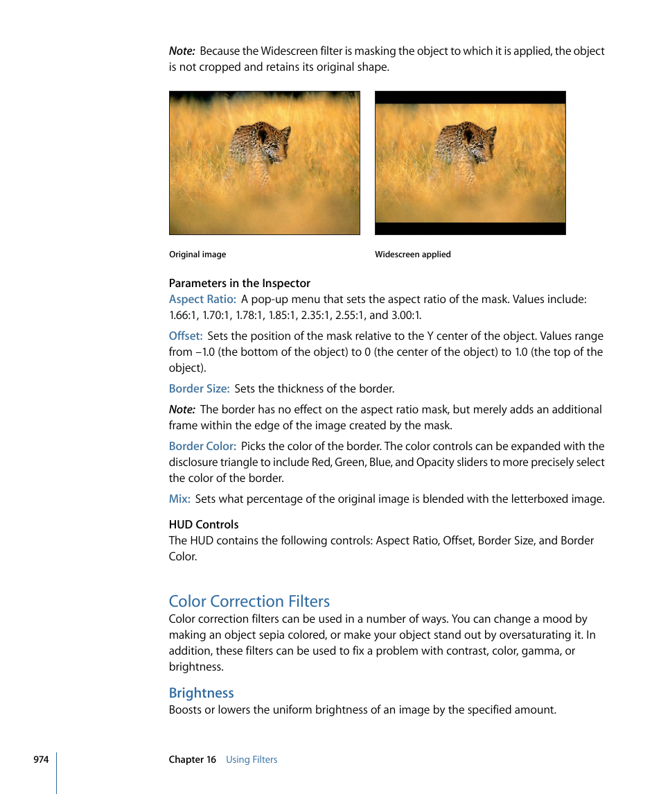 Color correction filters, Brightness | Apple Motion 4 User Manual | Page 974 / 1498