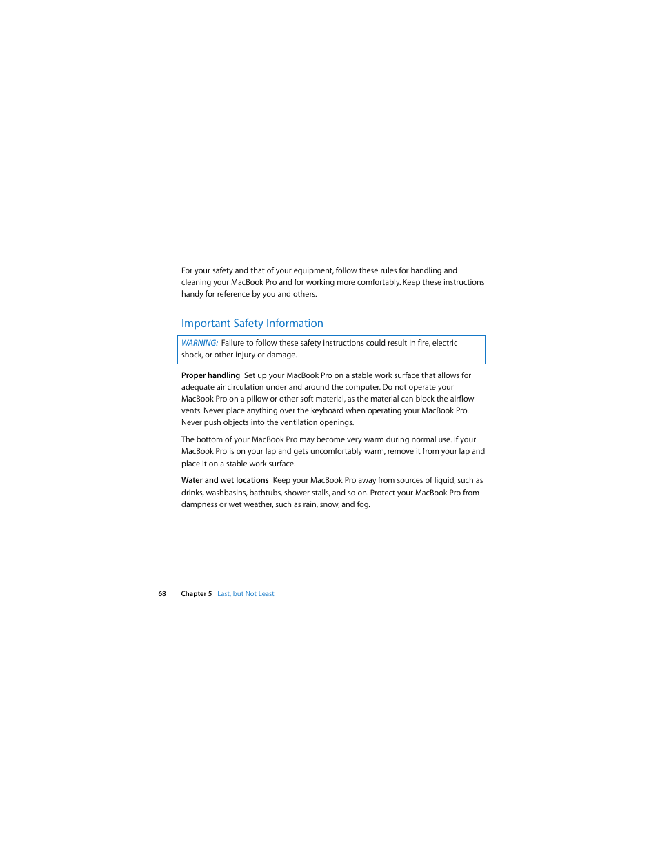 Important safety information | Apple MacBook Pro (15-inch, Late 2008) User Manual | Page 68 / 88