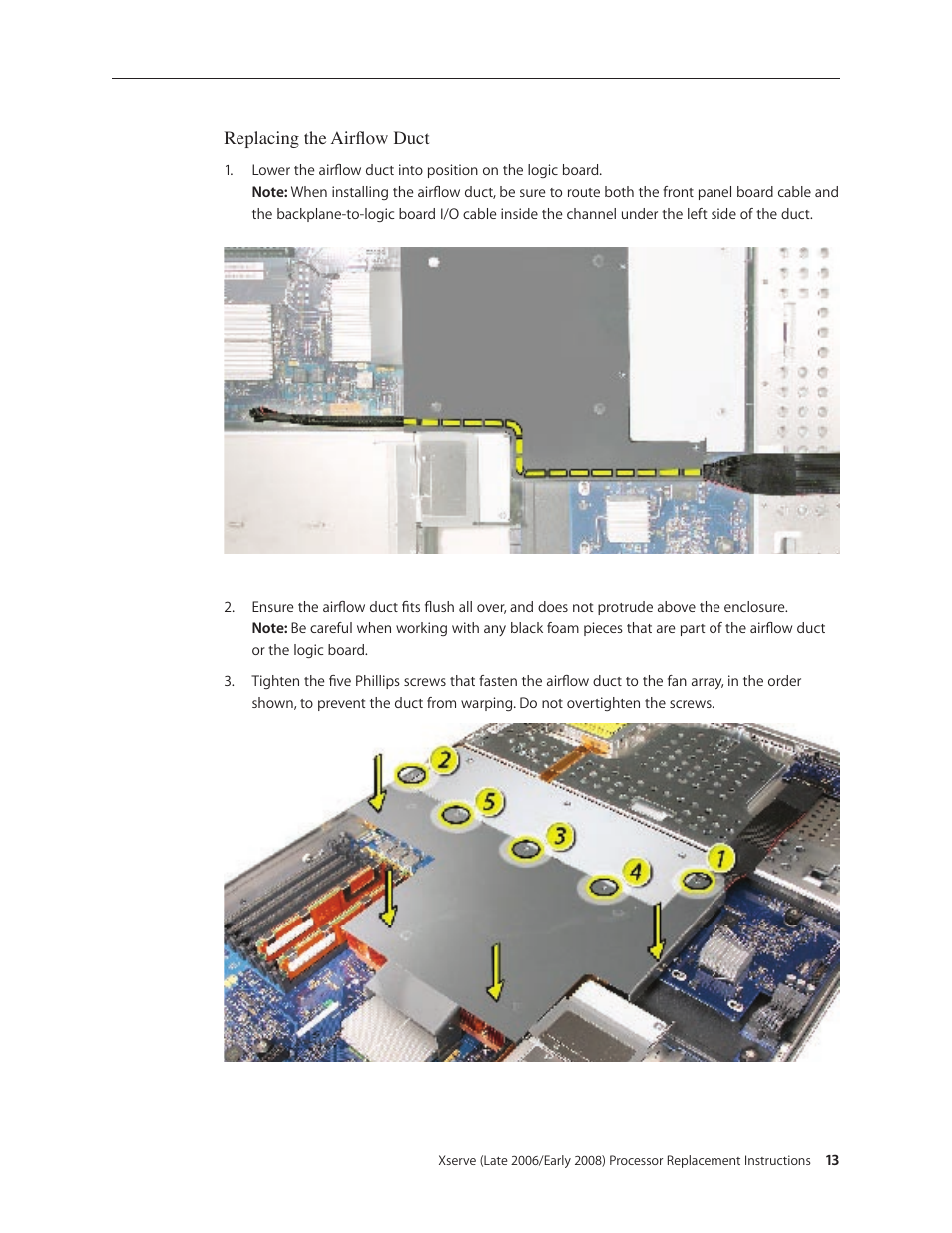 Replacing the airflow duct | Apple Xserve (Early 2008) DIY Procedure for Processor User Manual | Page 13 / 14