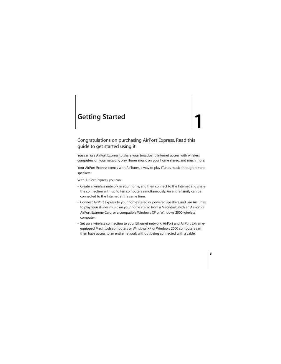 Getting started | Apple AirPort Express 5.1 User Manual | Page 5 / 56