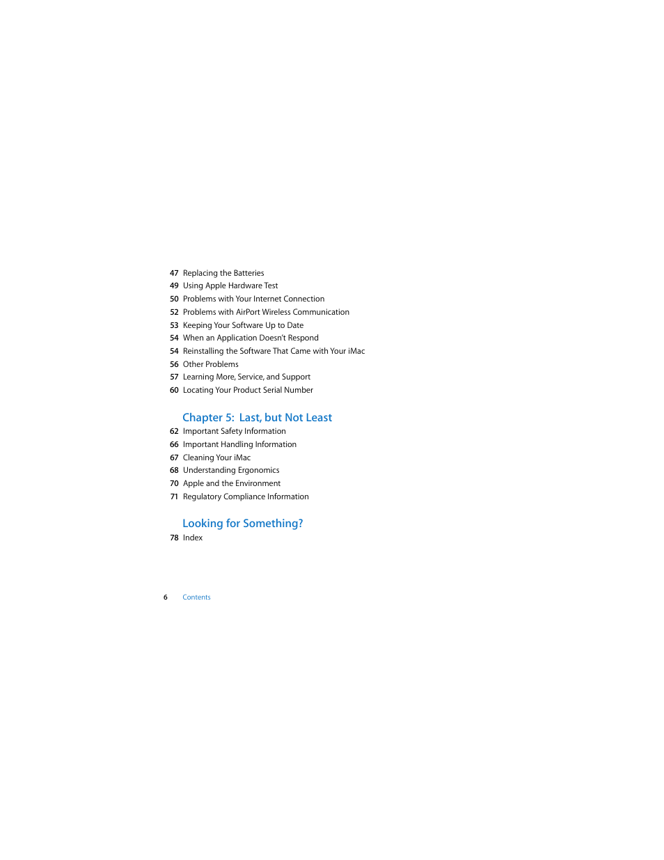 Chapter 5: last, but not least, Looking for something | Apple iMac (21.5 and 27-inch, Late 2009) User Manual | Page 6 / 84