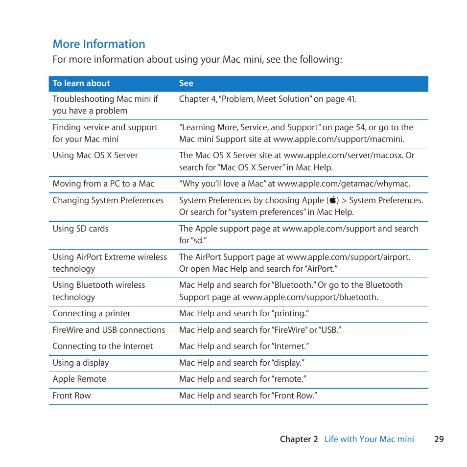 More information | Apple Mac mini Server (Mid 2010) User Manual | Page 29 / 76