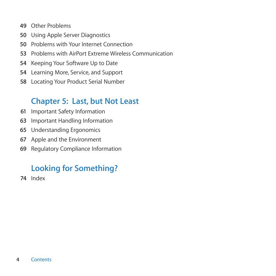 Chapter 5: last, but not least, Looking for something | Apple Mac mini Server (Mid 2010) User Manual | Page 4 / 76