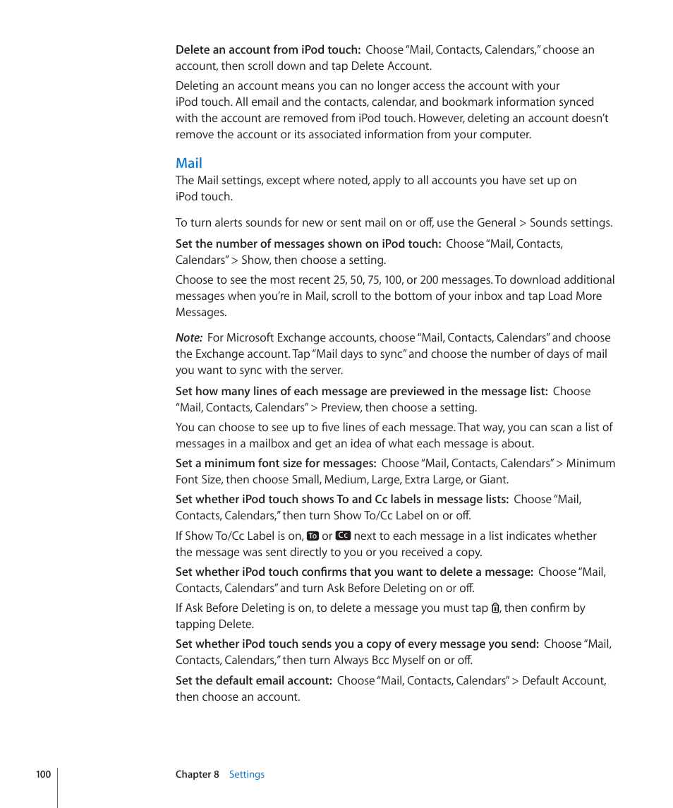 Mail | Apple iPod touch iOS 2.2 User Manual | Page 100 / 122